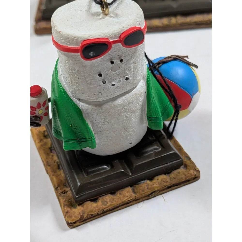 S’mores Original Christmas Snowman Ornaments Lot of 5 NEEDS TLC, Missing Broken